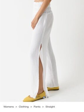 The Stark X Ashton Pant lightweight cotton gauze smocked waist side slit XS